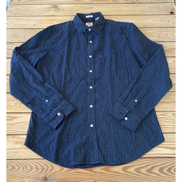 Levi’s Slim Fit Button Up Shirt Size Large Men’s Black Long Sleeve - Picture 1 of 8